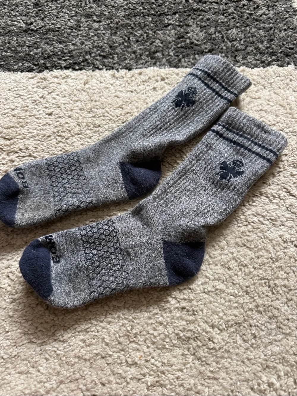 Bombas gray and blue youth medium Crew socks